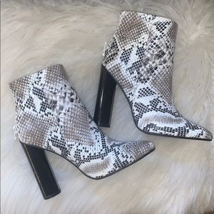 Snake print booties